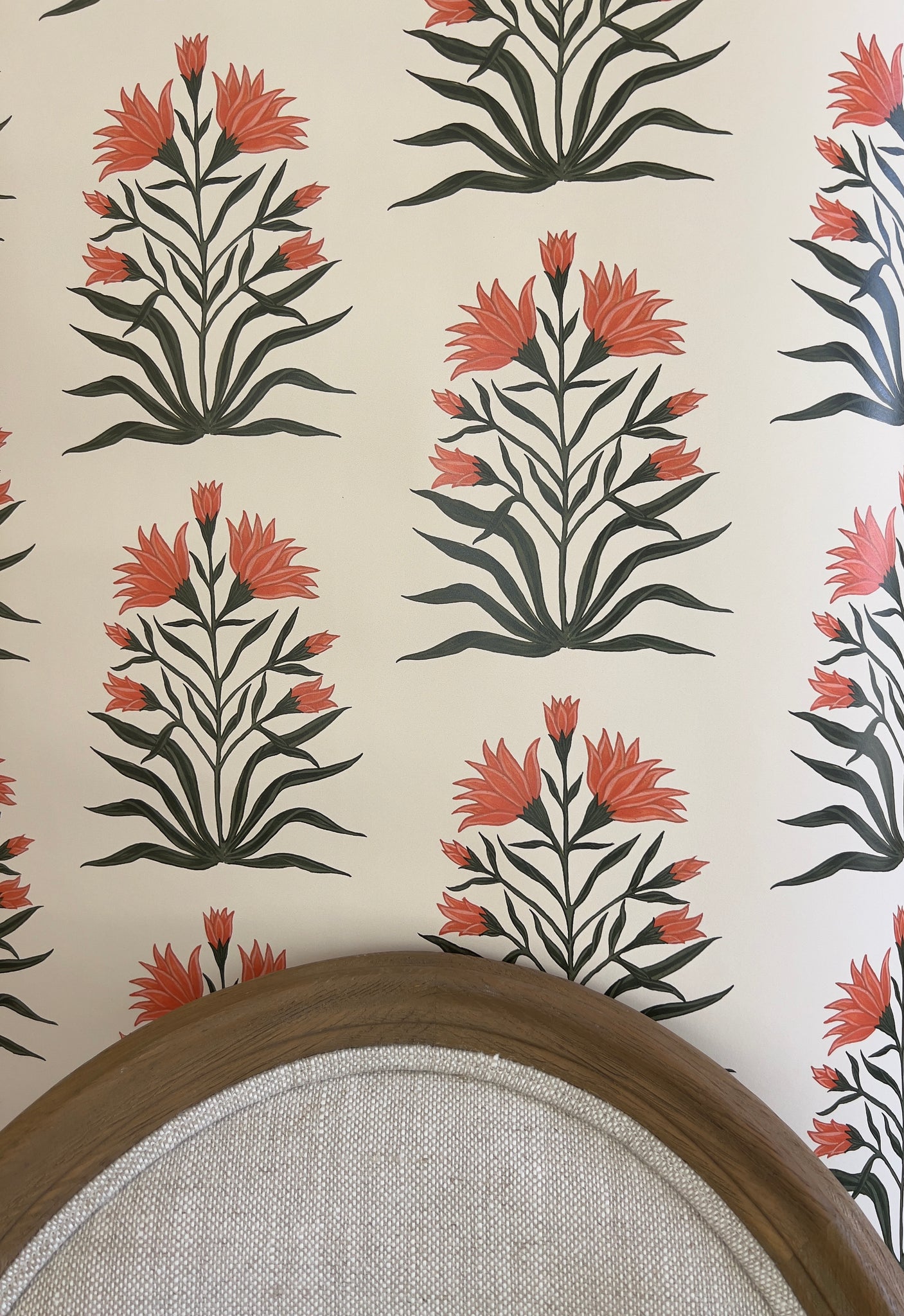 Lily Non Woven Wallpaper SAMPLE A4 size (approx) | Colour: Orange