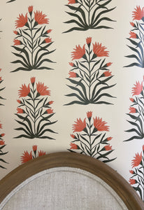 Lily Non Woven Wallpaper SAMPLE A4 size (approx) | Colour: Orange