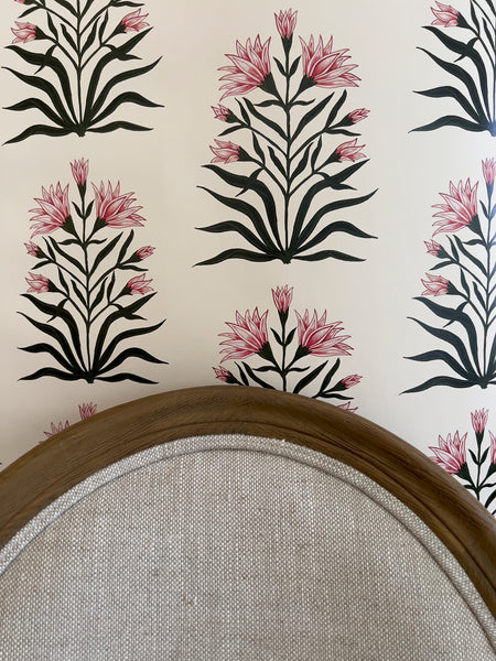 Lily Non Woven Wallpaper SAMPLE A4 size (approx) | Colour: Spinel Red