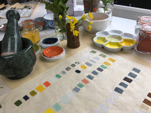 Designs created from world heritage pigments and meticulous painting techniques 