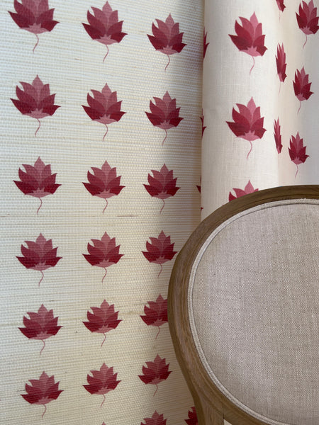 Designer Kashi Sisal Grasscloth SAMPLE | Colour: Spinel Red