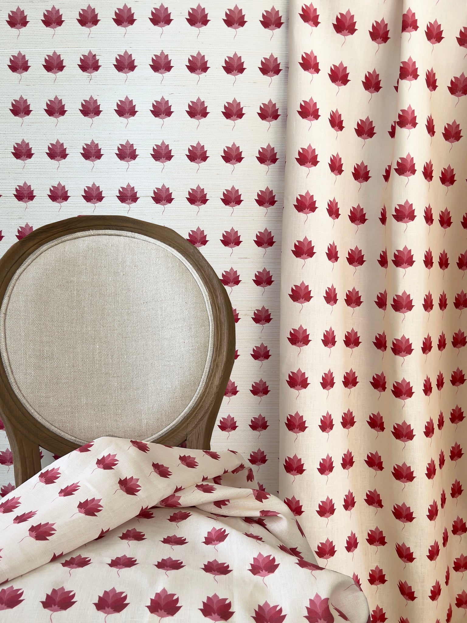 Designer Kashi Sisal Grasscloth SAMPLE | Colour: Spinel Red