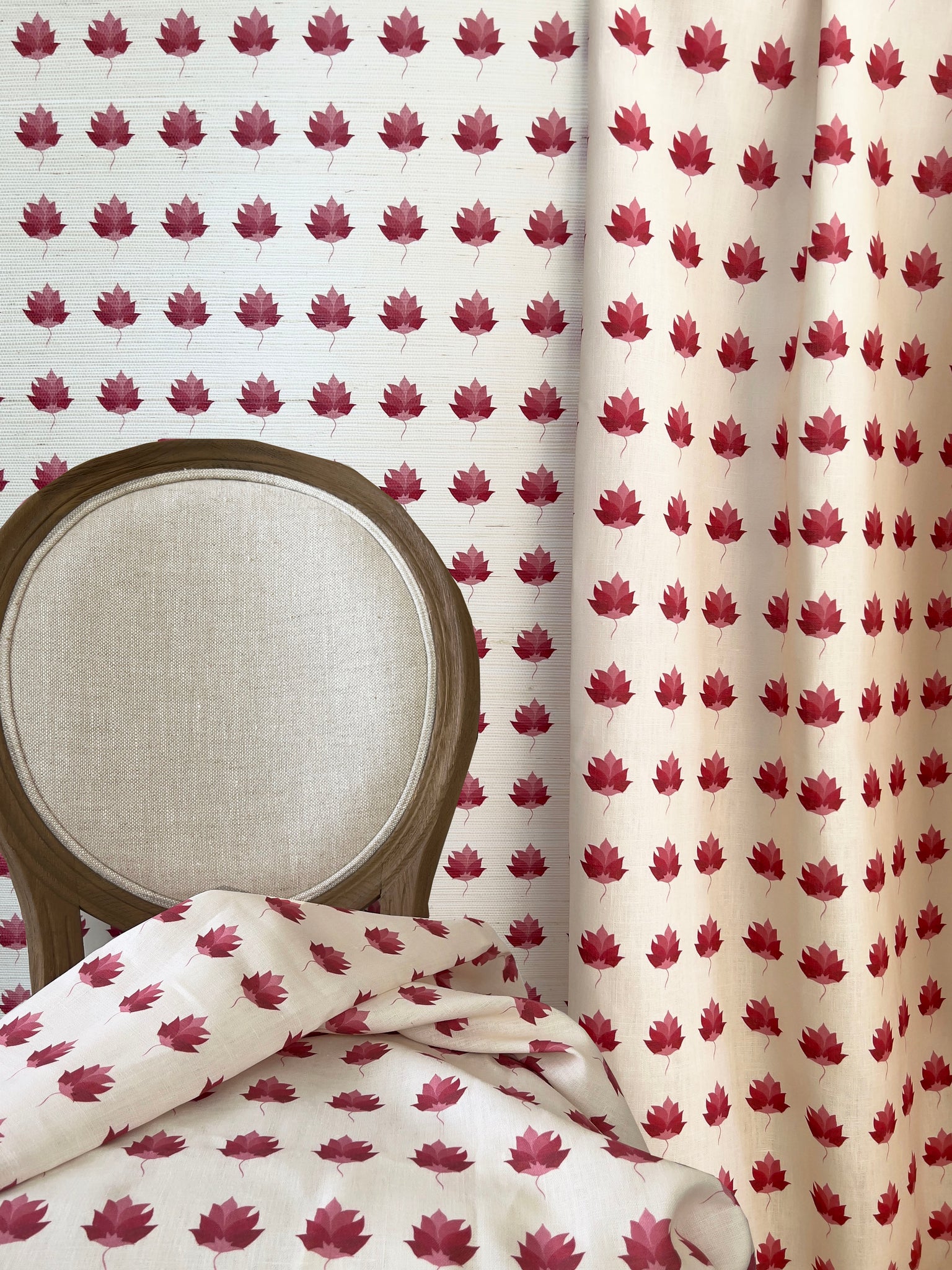 Designer Kashi Sisal Grasscloth | Colour: Spinel Red