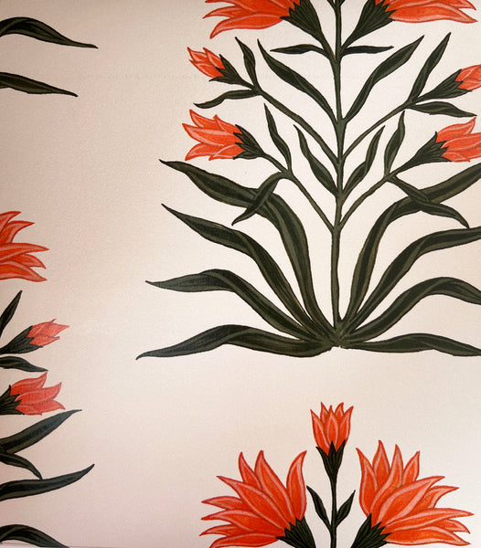 Lily Non Woven Wallpaper SAMPLE A4 size (approx) | Colour: Orange