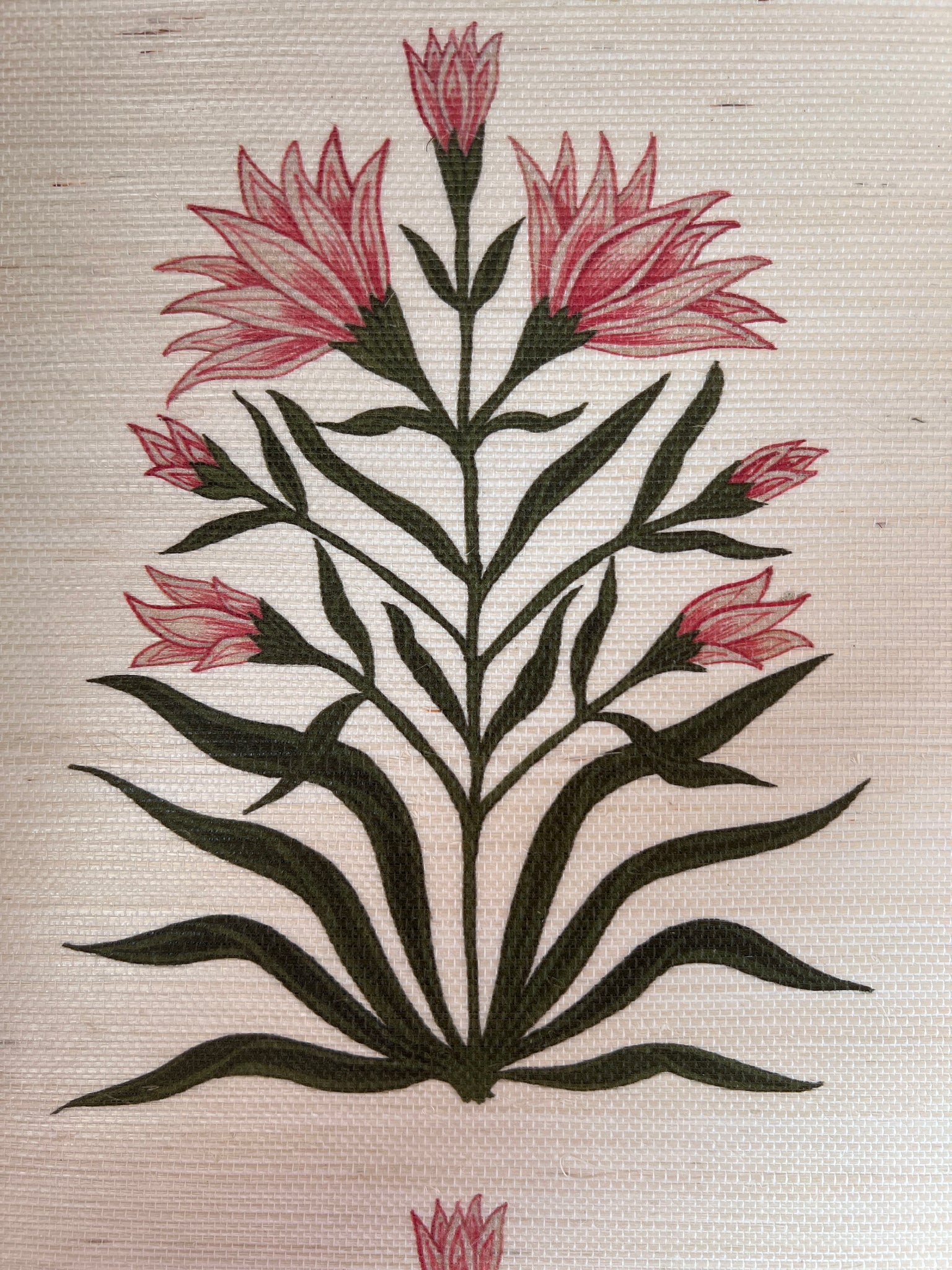 Lily Sisal Grasscloth Natural wall covering A4 size (approx) SAMPLE | Colour: Spinel Red
