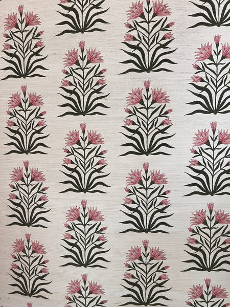 Lily Sisal Grasscloth Natural wall covering A4 size (approx) SAMPLE | Colour: Spinel Red