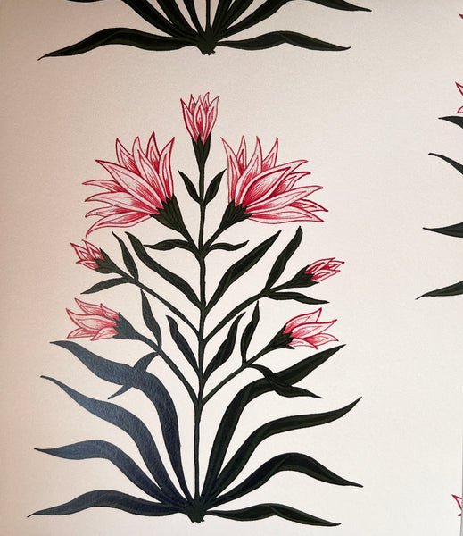 Lily Non Woven Wallpaper SAMPLE A4 size (approx) | Colour: Spinel Red