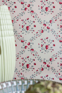 Designer Rama wallpaper SAMPLE | Colour: Spinel Red
