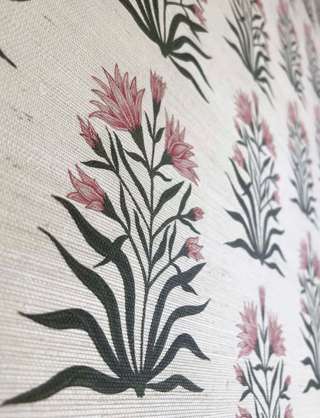 Lily Sisal Grasscloth Natural wall covering A4 size (approx) SAMPLE | Colour: Spinel Red