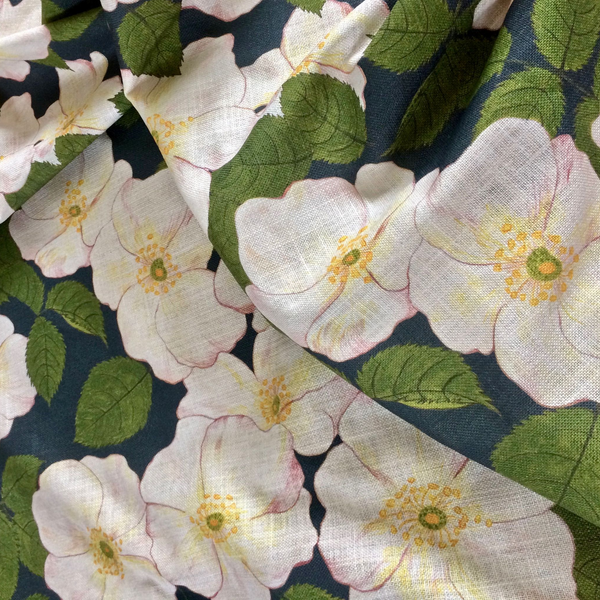 Designer Hedgegrow Rosa Fabric | Colour: Indigo Blue