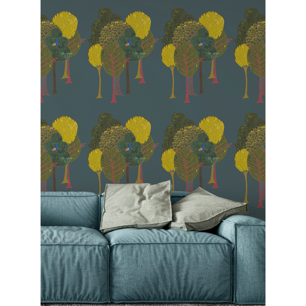 Designer Enchanted (large scale) wallpaper SAMPLE | Colour: Midnight Blue