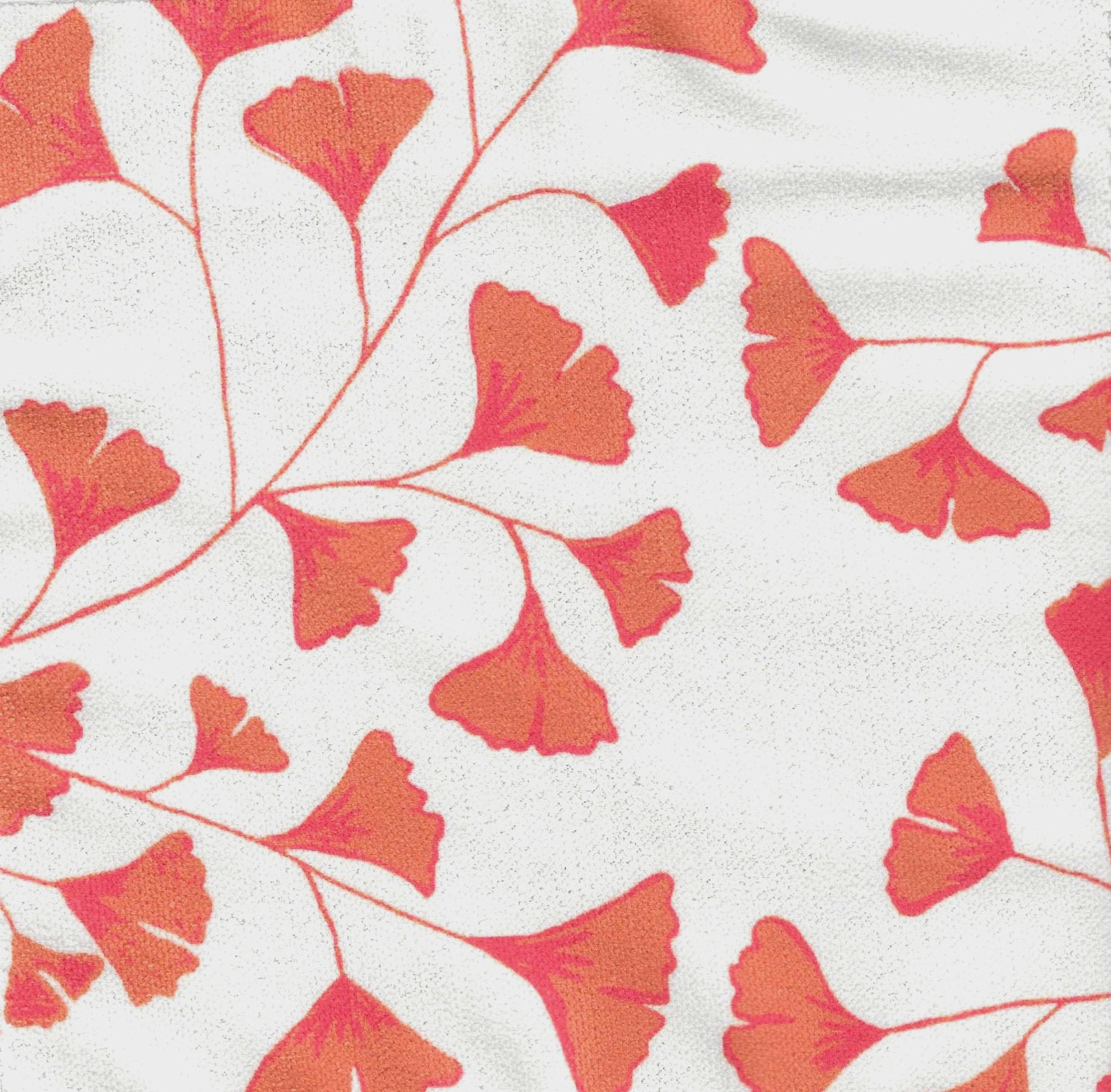 Ginkgo Leaves Fabric SAMPLE | Colour: Aurora Red