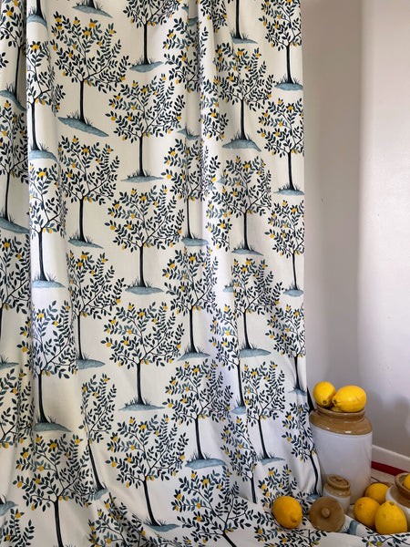 Designer Lemon Grove Fabric SAMPLE | Colour: Blue