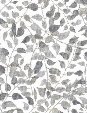 Designer Confetti Leaves fabric SAMPLE | Colour: Indigo Grey