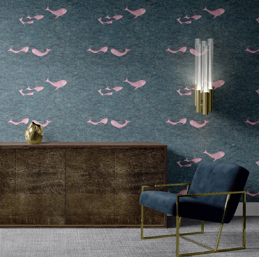 Designer Harmony wallpaper SAMPLE | Colour: Indigo Blue