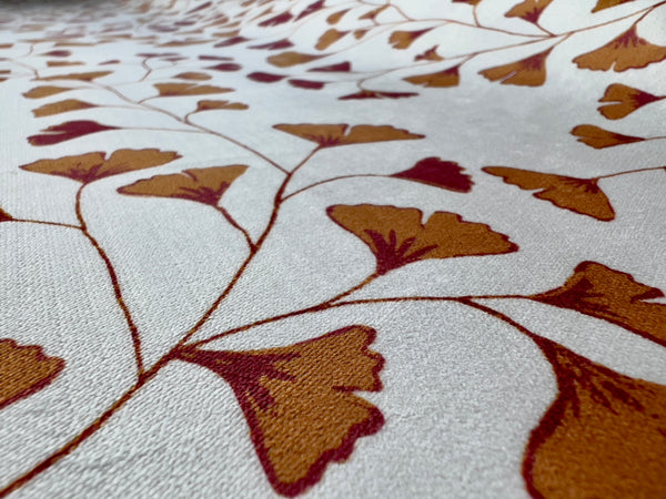 Designer Gingko Leaves Fabric | Colour: Chestnut Brown