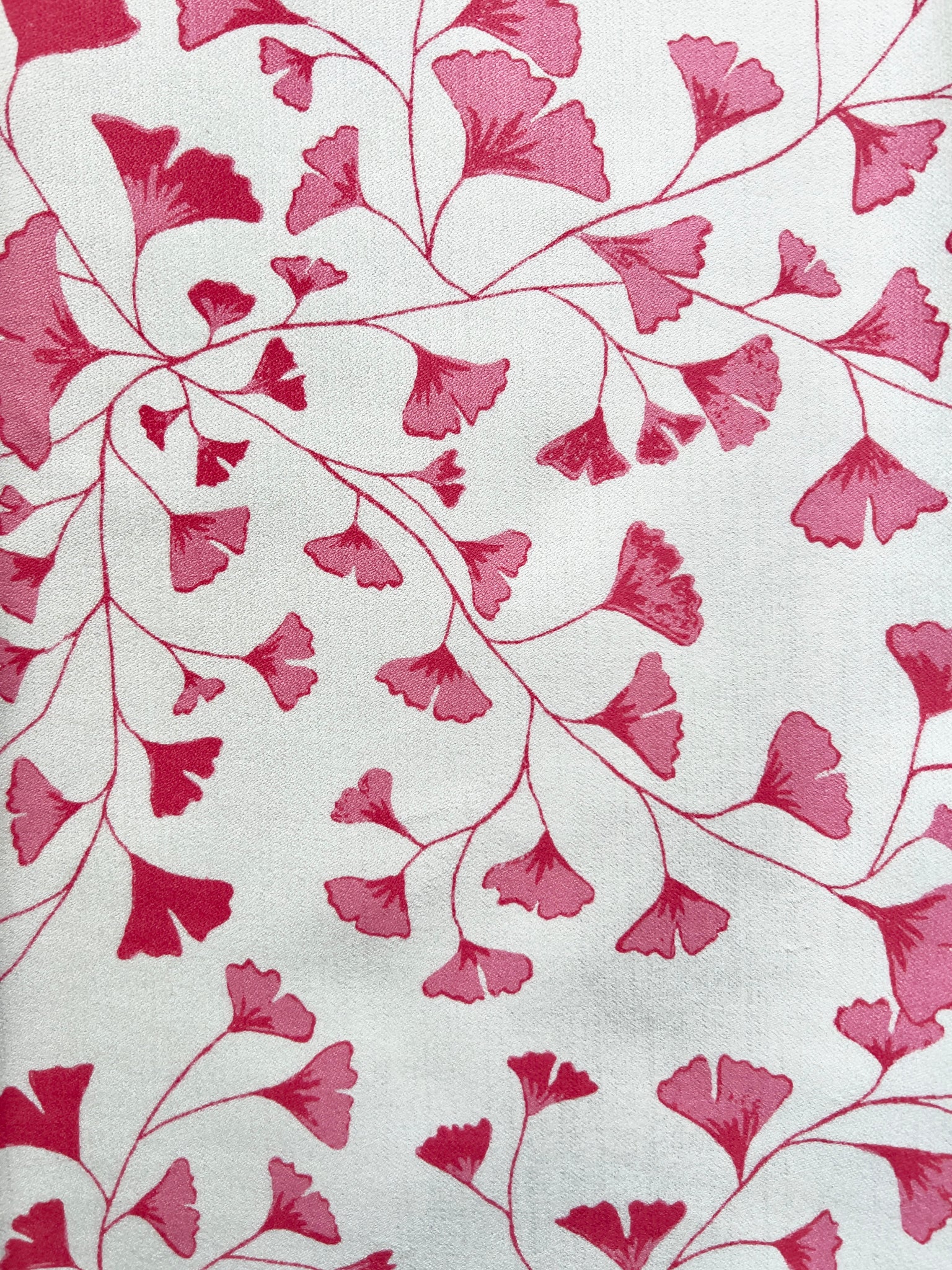 Designer Gingko Leaves Fabric SAMPLE | Colour: Spinel Red