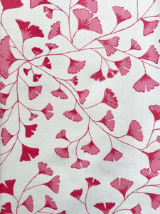 Designer Gingko Leaves Fabric | Colour: Spinel Red