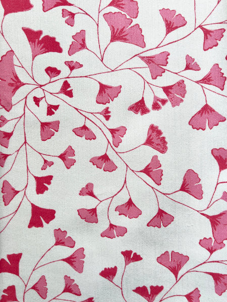 Designer Gingko Leaves Fabric SAMPLE | Colour: Spinel Red