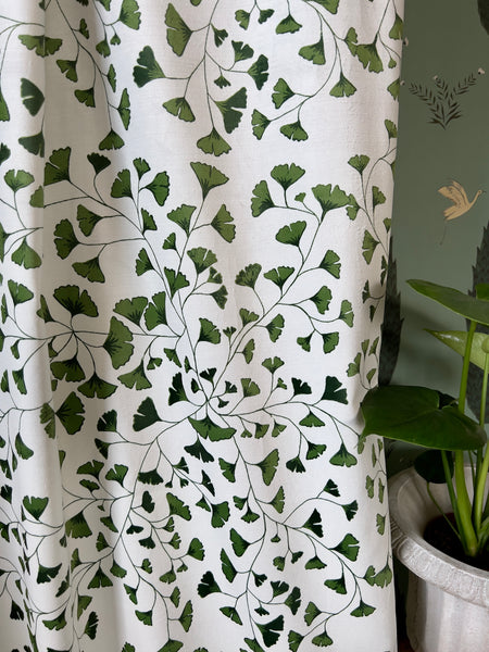 Designer Gingko Leaves Fabric | Colour: Green