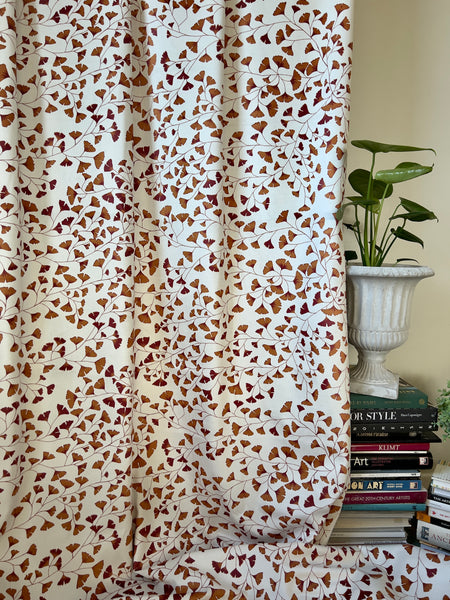 Designer Gingko Leaves Fabric SAMPLE | Colour: Chestnut Brown