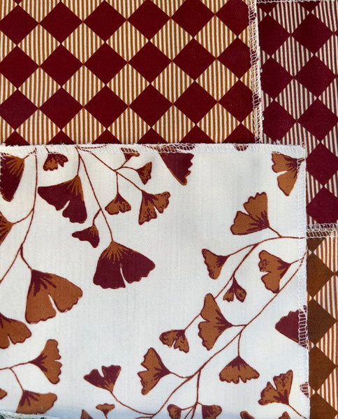 Designer Gingko Leaves Fabric SAMPLE | Colour: Chestnut Brown