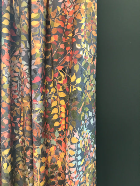 Designer Confetti Leaves Fabric SAMPLE | Colour: Ash Grey
