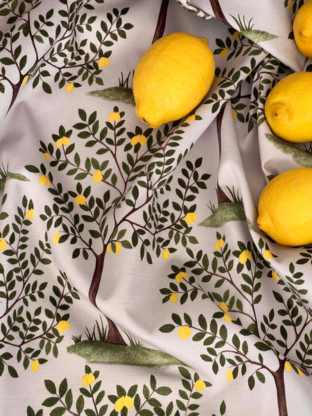 Designer Lemon Grove Fabric | Colour: Olive Green