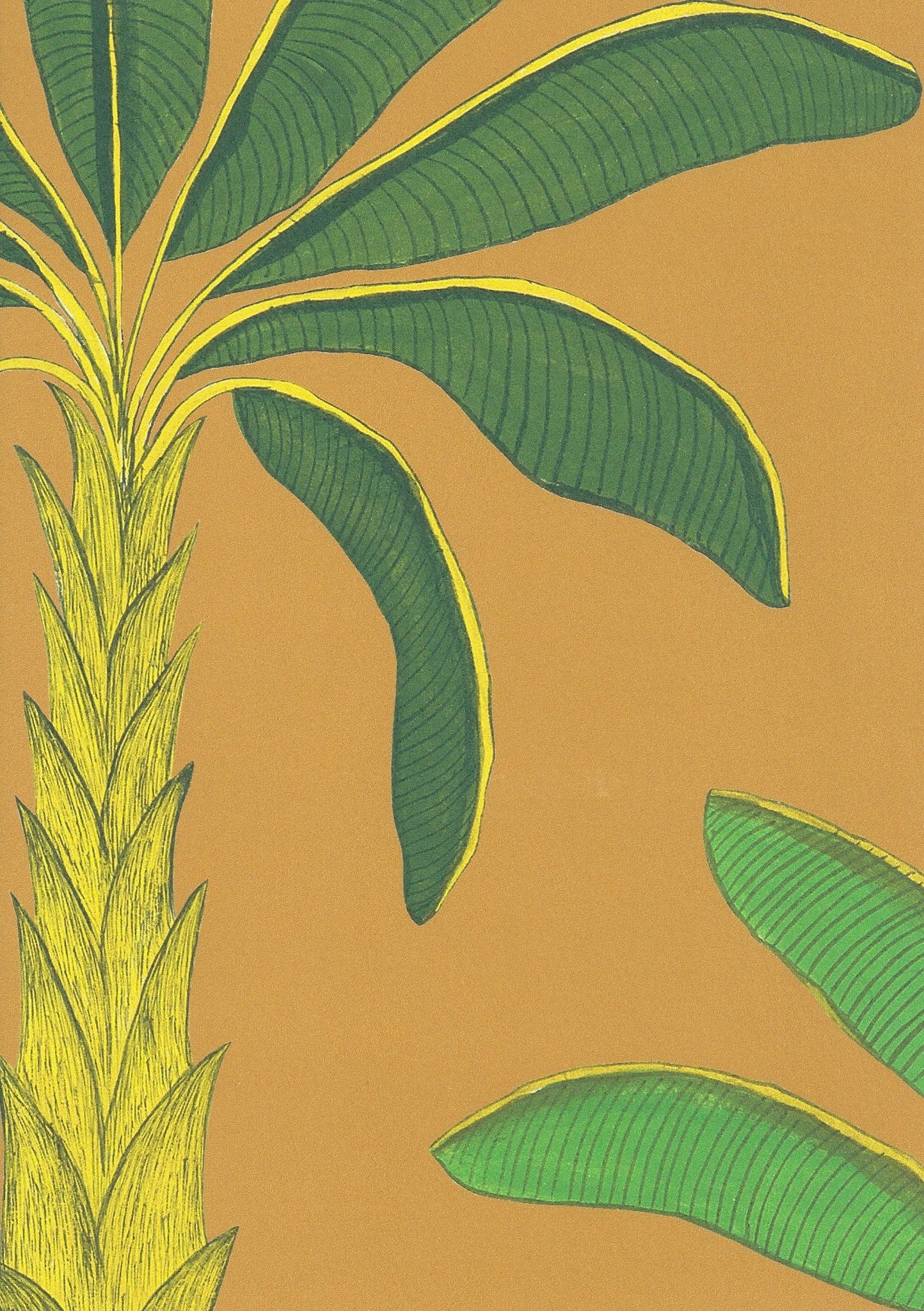 Tropical Wallpaper SAMPLE A4 size (approx) | Colour: Gamboge Yellow