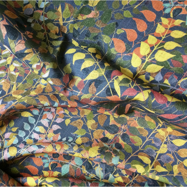 Designer Confetti Leaves Fabric | Colour: Ash Grey