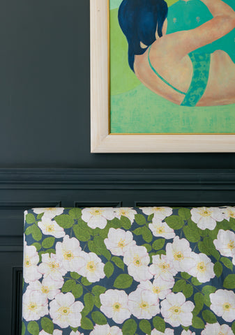 Designer Hedgegrow Rosa Fabric SAMPLE | Colour: Indigo Blue