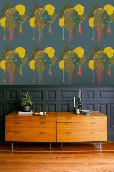 Designer Enchanted (large scale) wallpaper SAMPLE | Colour: Midnight Blue